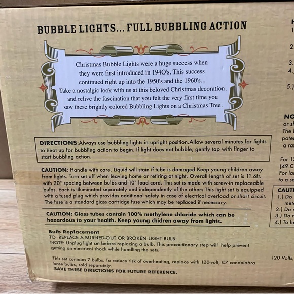 Kurt S Adler Classic 7 Bubble Light Set String Holly Indoor Outdoor Tree Lights - Picture 8 of 9